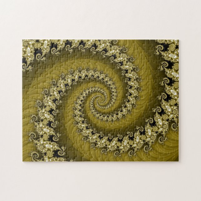 Puzzle en spirale jaune de fractale double (Horizontal)