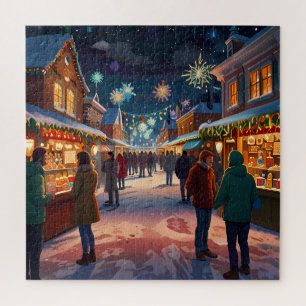 Puzzle Enchantant Marché de Noël Ville Wonderland d'hiver