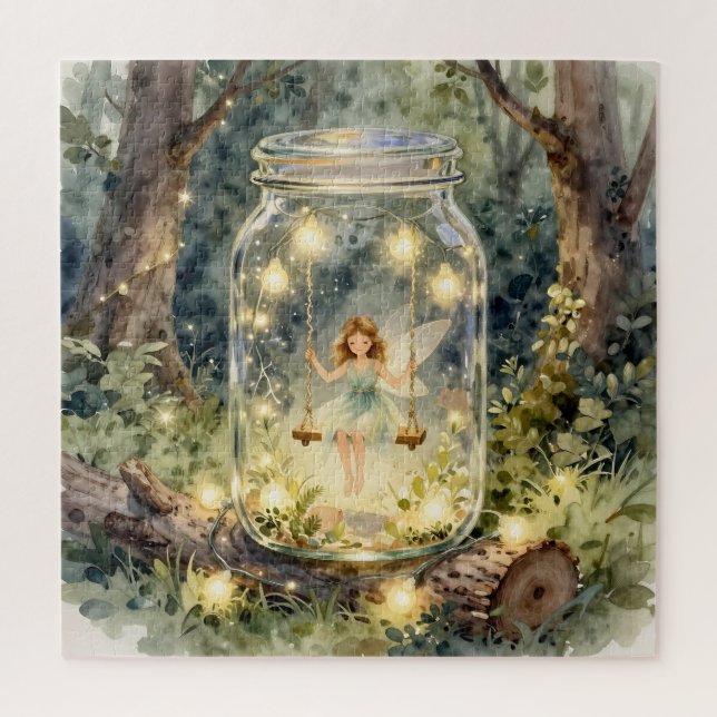 Puzzle Enchanted Fairy in a Jar in a Magical Forest (Vertical)