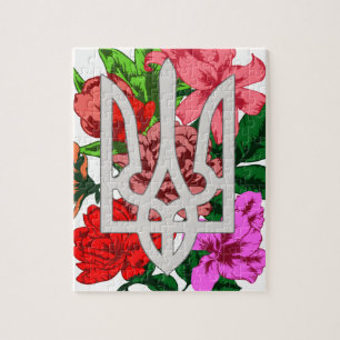 Puzzle Encore botanique et trident ukrainien tryzub