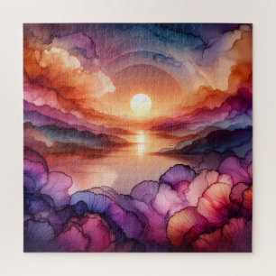 Puzzle Encre alcoolique de coucher de soleil