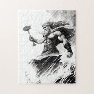 Puzzle Encre du dieu thor de la mythologie nordique
