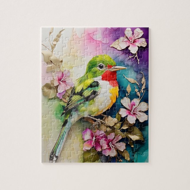 Puzzle Encres d'alcool peindre Cuba aujourd'hui oiseau (Vertical)