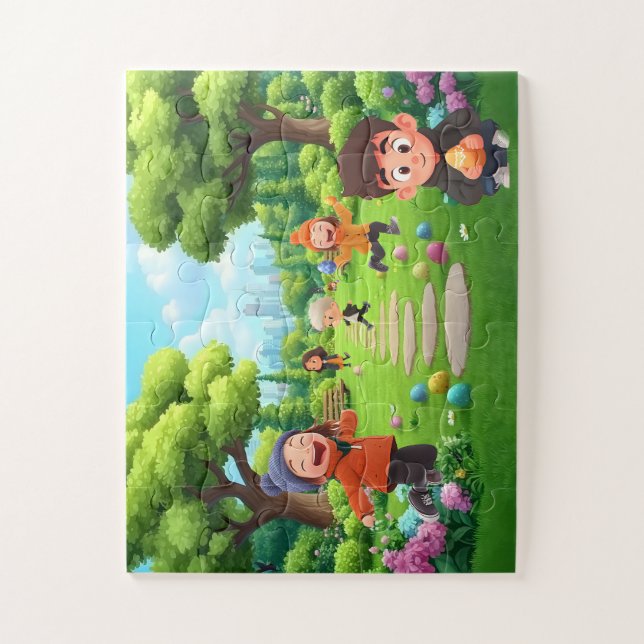 Puzzle enfant 30 pièces – Joyeuse chasse aux œufs  (Vertical)