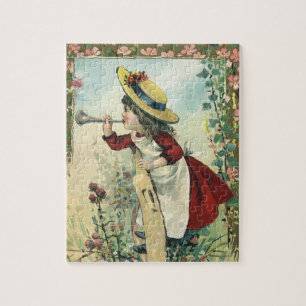 Puzzle Enfant victorienne vintage, fille soufflant dans u