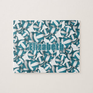 Puzzle enfants ados turquoise blanc volleyball équipe cou