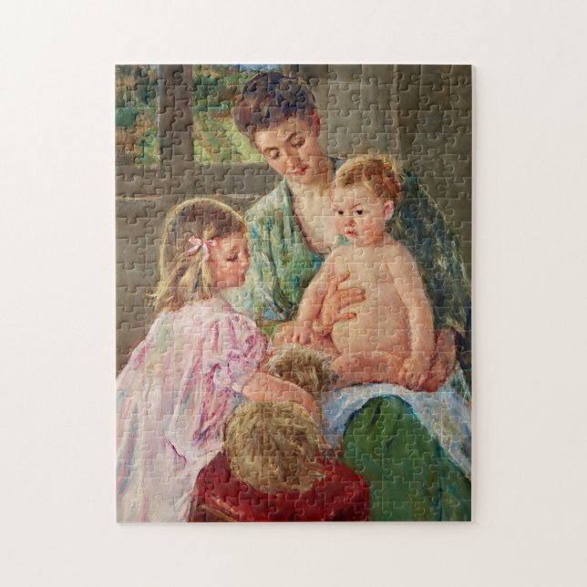 Puzzle Enfants jouant avec un chien par Mary Cassatt (Vertical)