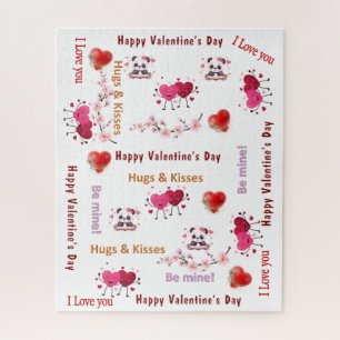 Puzzle Énigmes Couple Cœurs Rouges Bonne Saint-Valentin 