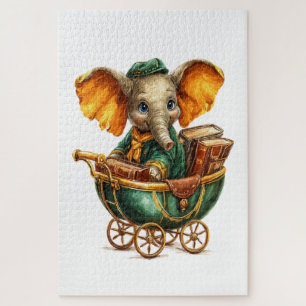 Puzzle Énigmes élégantes d'éléphant vert doré