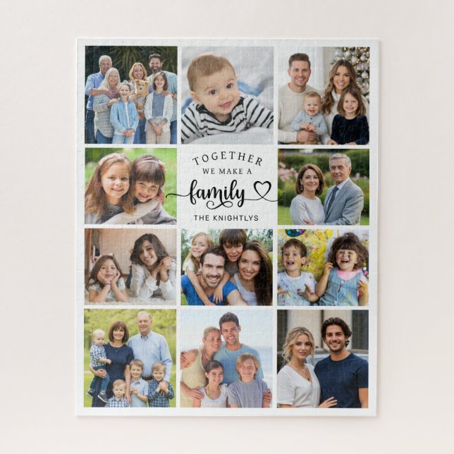 Puzzle Ensemble Nous Faisons Une Famille 11 Photos Coeur (Vertical)