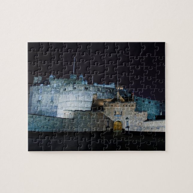 Puzzle Entrée de château d'Edimbourg, la nuit, Edimbourg (Horizontal)