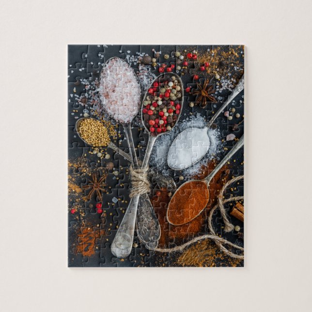 Puzzle Épices et cuillères de Cuisine exotiques (Vertical)