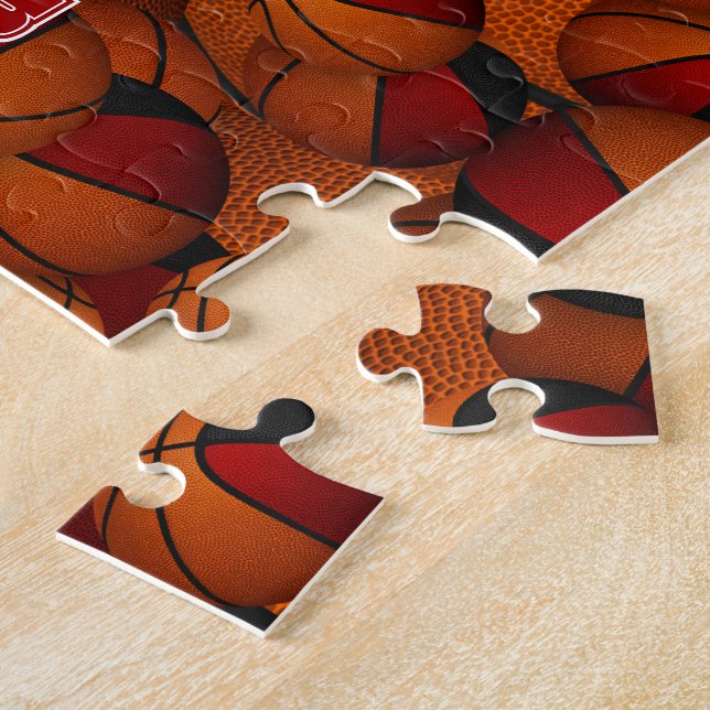 Puzzle équipe de basketball noir rouge couleurs personnal (Côté)