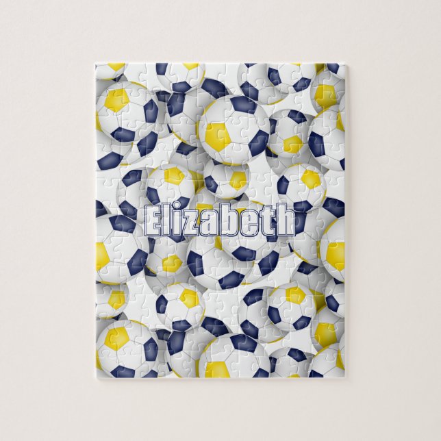 Puzzle équipe d'or bleu couleurs filles garçons football (Vertical)