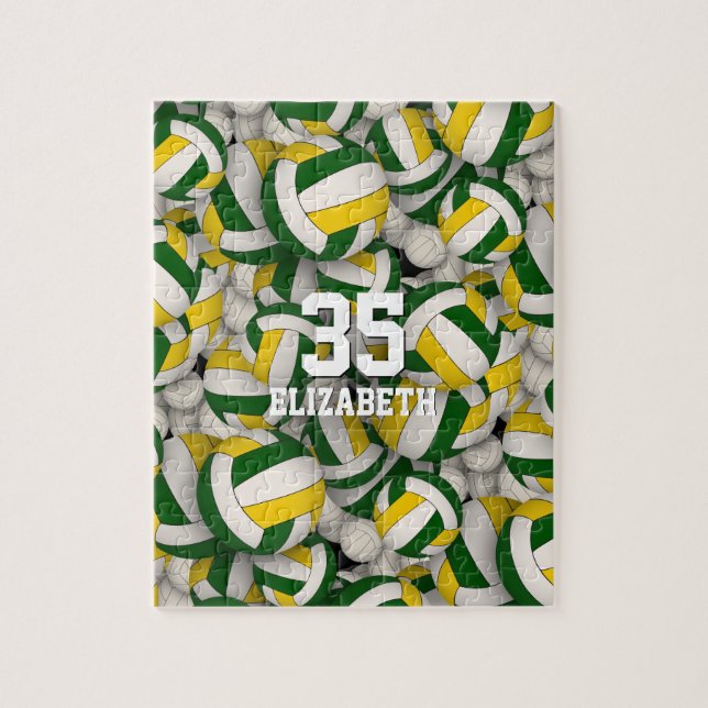 Puzzle équipe d'or vert couleurs filles garçons volley (Vertical)