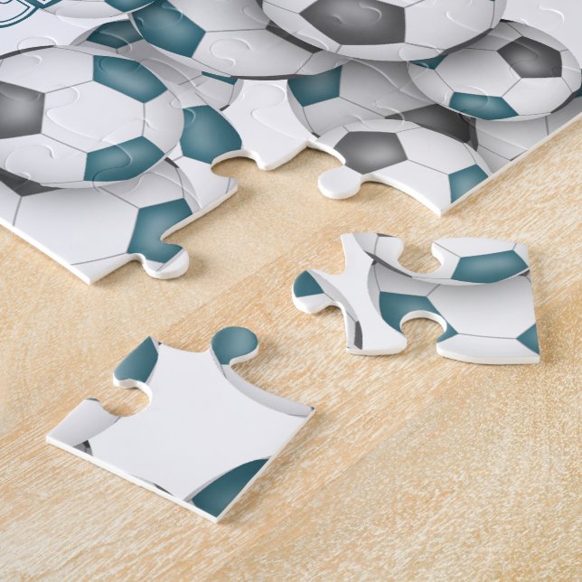 Puzzle Équipe gris turquoise couleurs filles garçons socc (Côté)