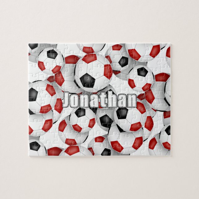 Puzzle équipe rouge noir couleurs garçons filles football (Horizontal)