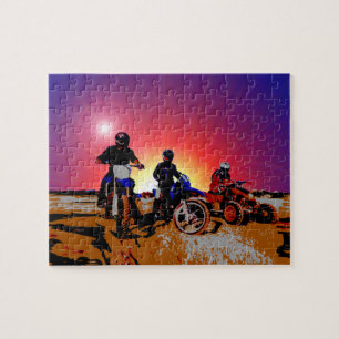 Puzzle Équitation de motocyclette du motocross du garço