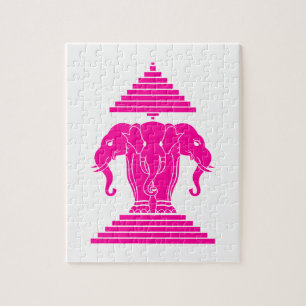 Puzzle Erawan rose trois éléphant en tête Lao / Laos Drap