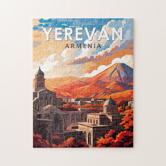 Puzzle Erevan Arménie Travel Art Vintage (Vertical)