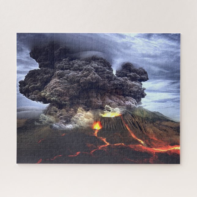 Puzzle Éruption du volcan sur la montagne (Horizontal)
