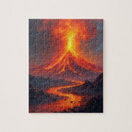 Puzzle éruption volcanique avec coulées de lave