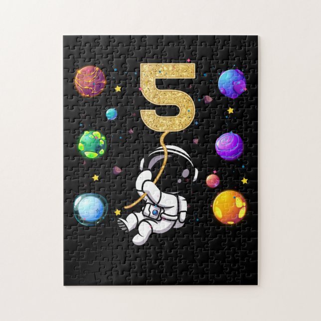 Puzzle Espace 5 Ans 5e Anniversaire Planètes Astronaut (Vertical)