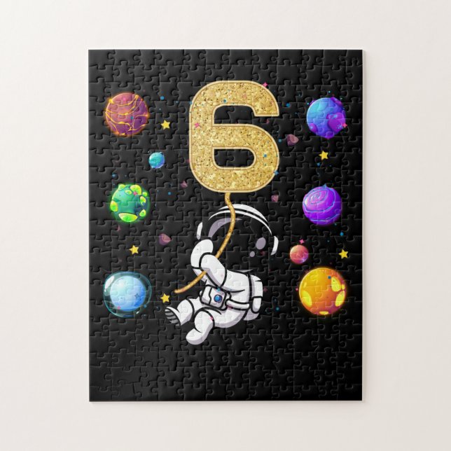 Puzzle Espace 6 Ans 6e Anniversaire Planètes Astronaut (Vertical)