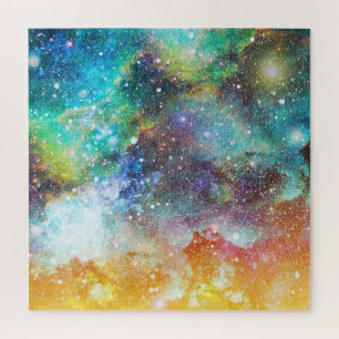 Puzzle Espace futuriste, arrière - plan nébuleux étoilé.
