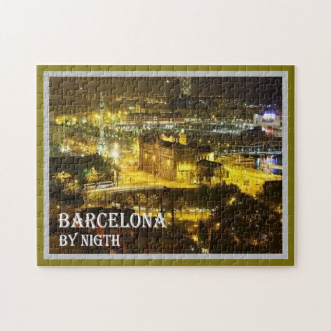 Puzzle Espagne - Barcelone par nuit - (Horizontal)