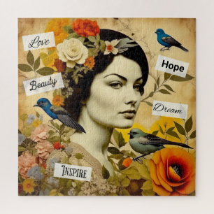 Puzzle Espoir, Amour, Beauté, Rêver Vintage Dame