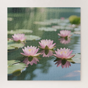 Puzzle Étang de nénuphars roses sérénité