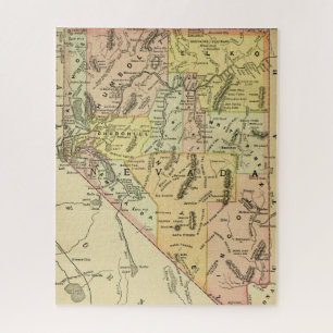 Puzzle État coloré Las Vegas de carte antique du Nevada