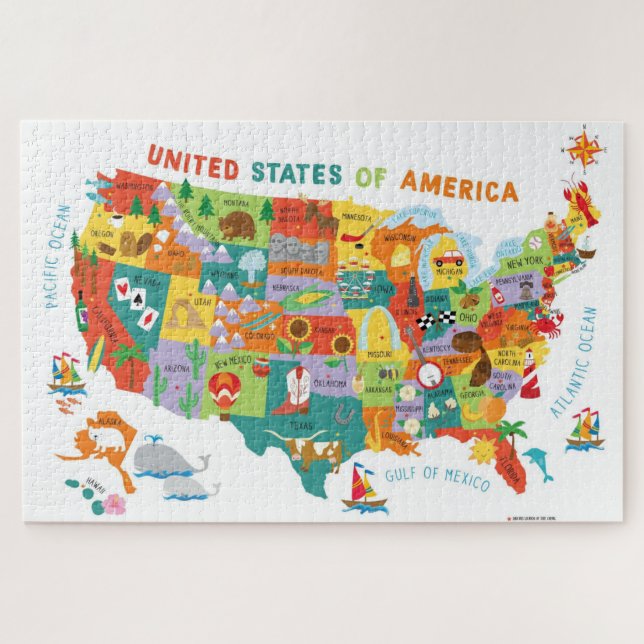 Puzzle États-Unis États-Unis Carte pour enfants (Horizontal)