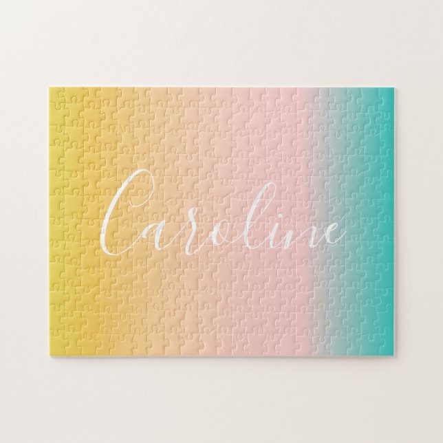 Puzzle Été Pastel Gradient | Nom de script personnalisé (Horizontal)