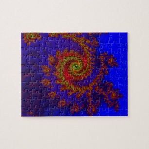 Puzzle Éternité Art fractal bleu et rouge
