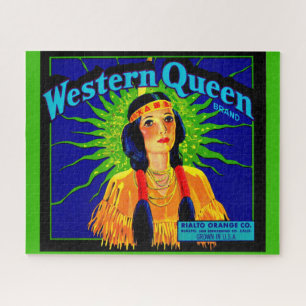Puzzle étiquette de caisse orange Western Queen des année