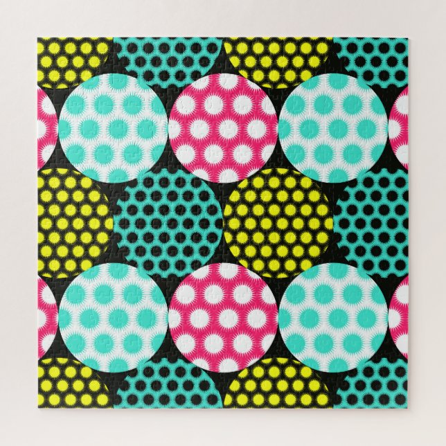 Puzzle Étoiles et cercles, motif pop multicolore. (Vertical)