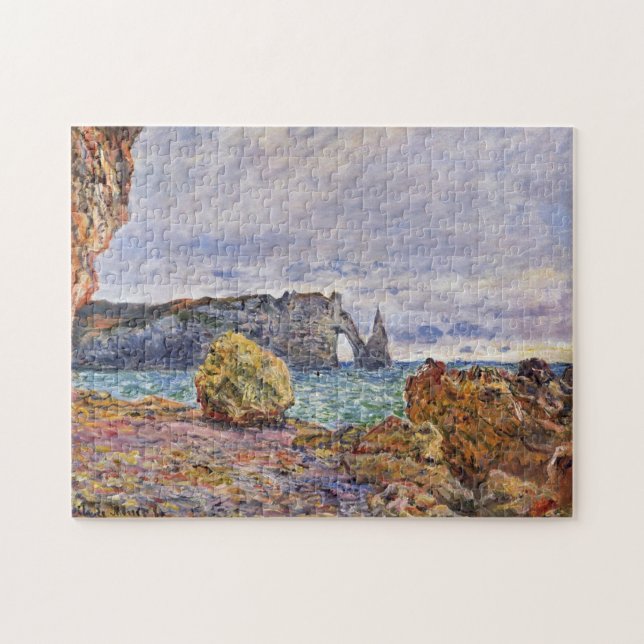 Puzzle Etretat Beach & Porte d'Aval Monet Art (Horizontal)
