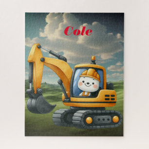 Puzzle Excavateur pour garçon de nom personnalisé