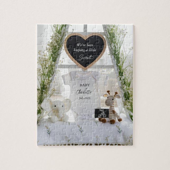 Puzzle Expecting baby Floral Pregnancy Announcement  (Vertical)