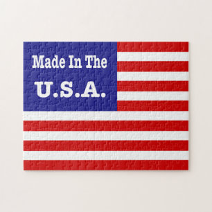Puzzle Fabriqué Aux États-Unis Rouge Blanc Et Bleu Drapea