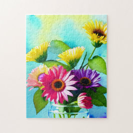 Puzzle Facteur Wow. Vase et Fleurs. Couleurs vives