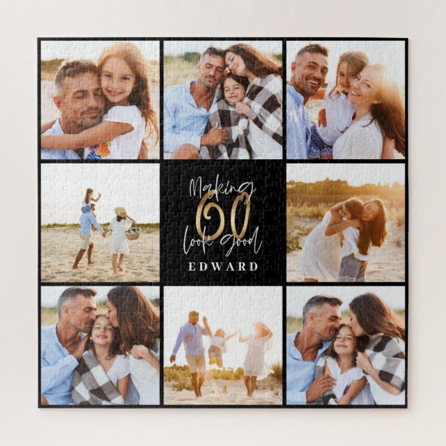 Puzzle Faire 60 look bon or noir photo anniversaire (Vertical)