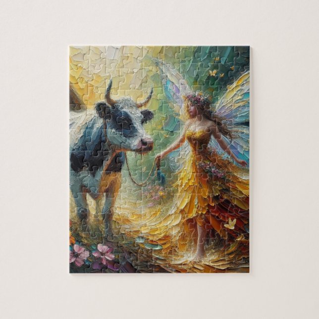 Puzzle Fairy and her Cow (Vertical)