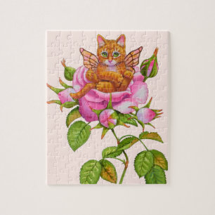Puzzle Fairy Kitten Repose en Rose
