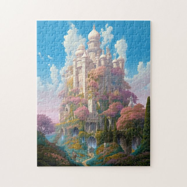 Puzzle Fairy Tale Castle Rose White Gold Imaginaire Art (Vertical)