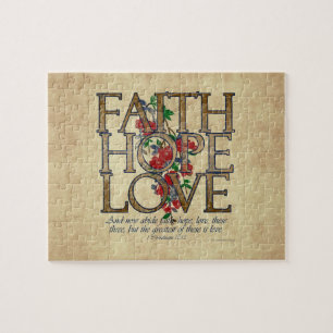 Puzzle Faith Hope Love Christian Bible Verse