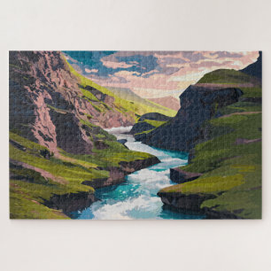 Puzzle Falaises rocheuses et eau courante