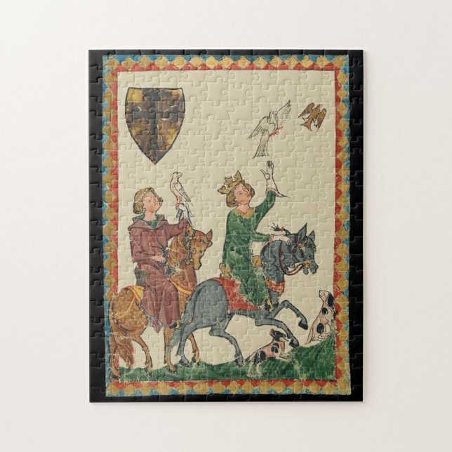 Puzzle Falconry, 14th Century Codex Manesse (Vertical)